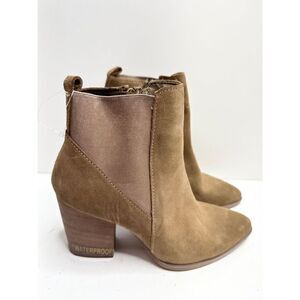 Blondo Boots Womens Size 5.5 Tan Leather Pointed Toe Block Heel Ankle Booties